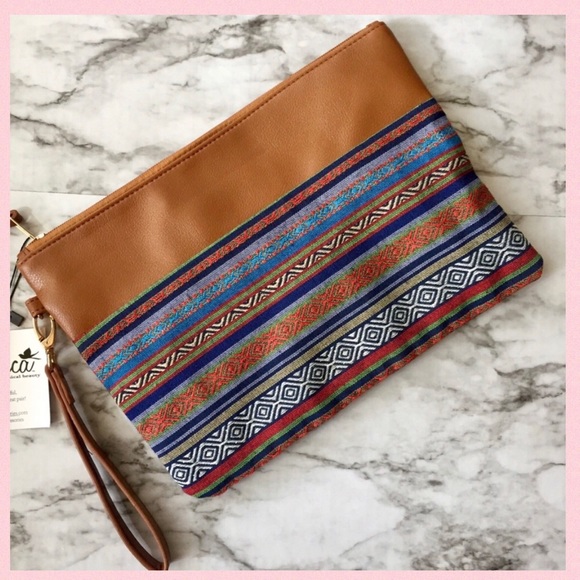 Rebecca Accessories Handbags - Aztec Print Wristlet Clutch Bag NWT